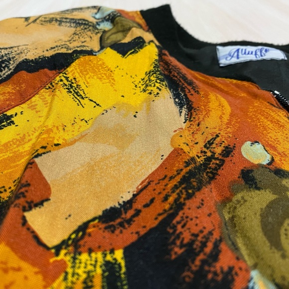 Alluffe 80s vintage retro jacket with orange, yellow, and green floral print - Picture 8 of 9